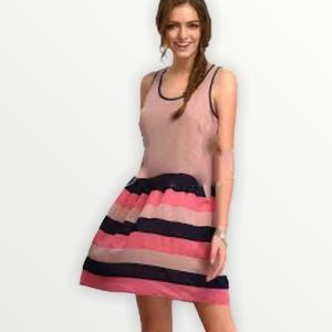 MAISON JULES Striped Belted Skater Dress
